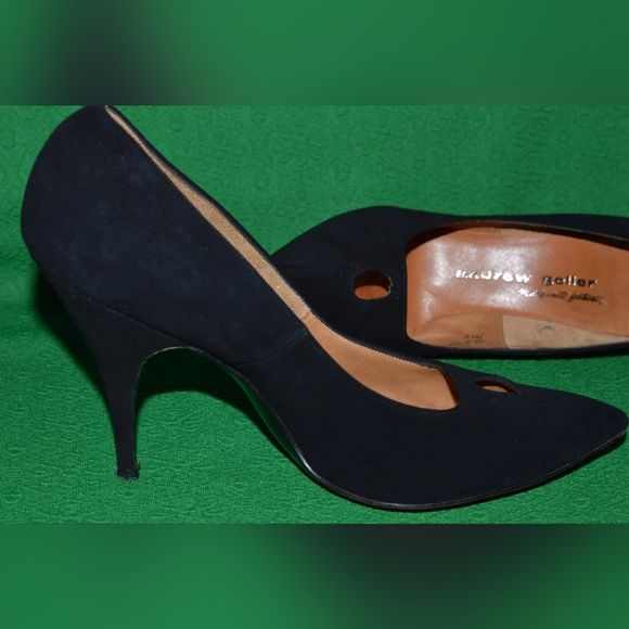 Vintage Shoes Black Suede by ANDREW GELLER  1950s - Picture 3 of 8